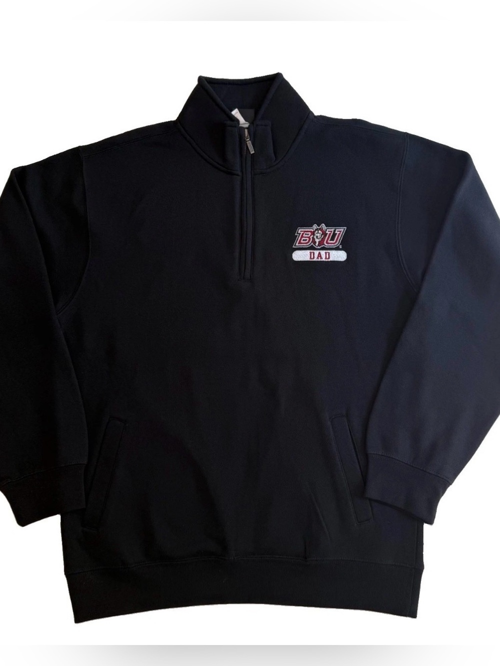 Bloomsburg University Huskies Dad 1/4 Zip Pullover Sweatshirt Mens M Black NWT